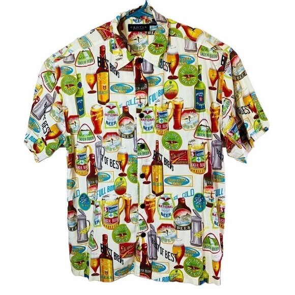 Cactus Black Label Xl Beer Bottle Hawaiian Button Up Shirt